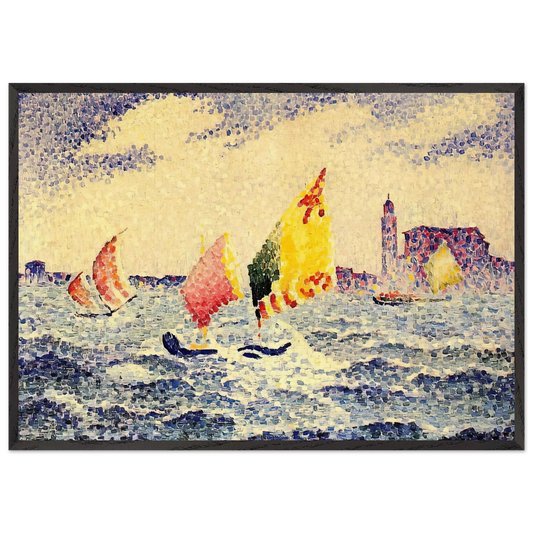 Sailboats near Chicago - Henri-Edmond Cross 70x100 cm / 28x40 inches Framed Art Print – Black Wooden Frame