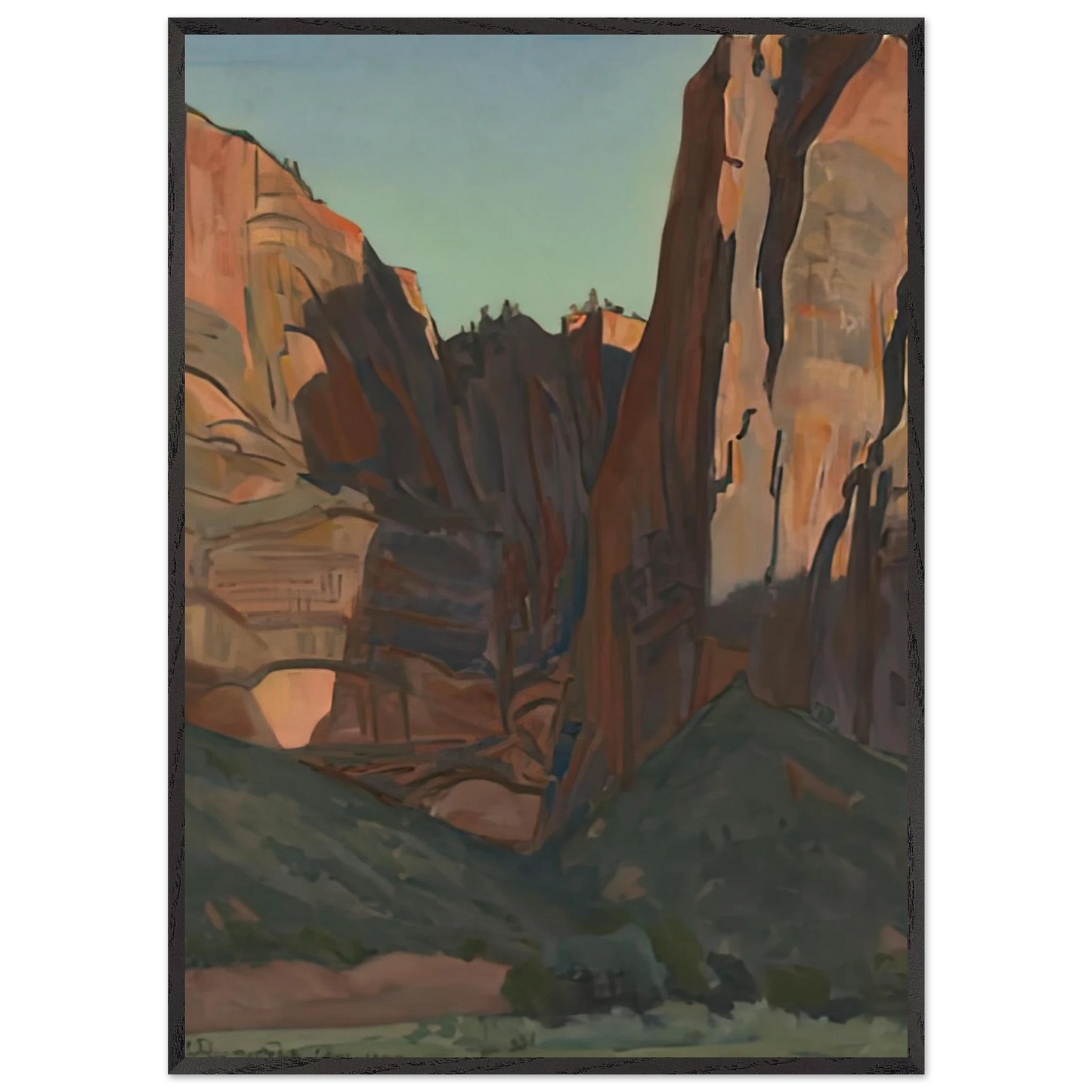 Maynard Dixon - NOTCH IN THE WALL ZION NATIONAL PARK AUGUST 1933 1933 Wall art - A3 (29.7 x 42  cm) - Premium Wooden Framed Poster With Fine Art Paper-canvas - Wood frame