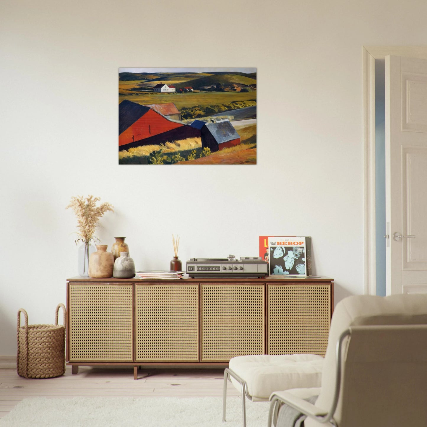 Cobbs Barns and Distant Houses - Edward Hopper Brushed Aluminum Print - 70x100 cm / 28x40 inches | Edward Hopper Aluminum Print | Edward Hopper Prints