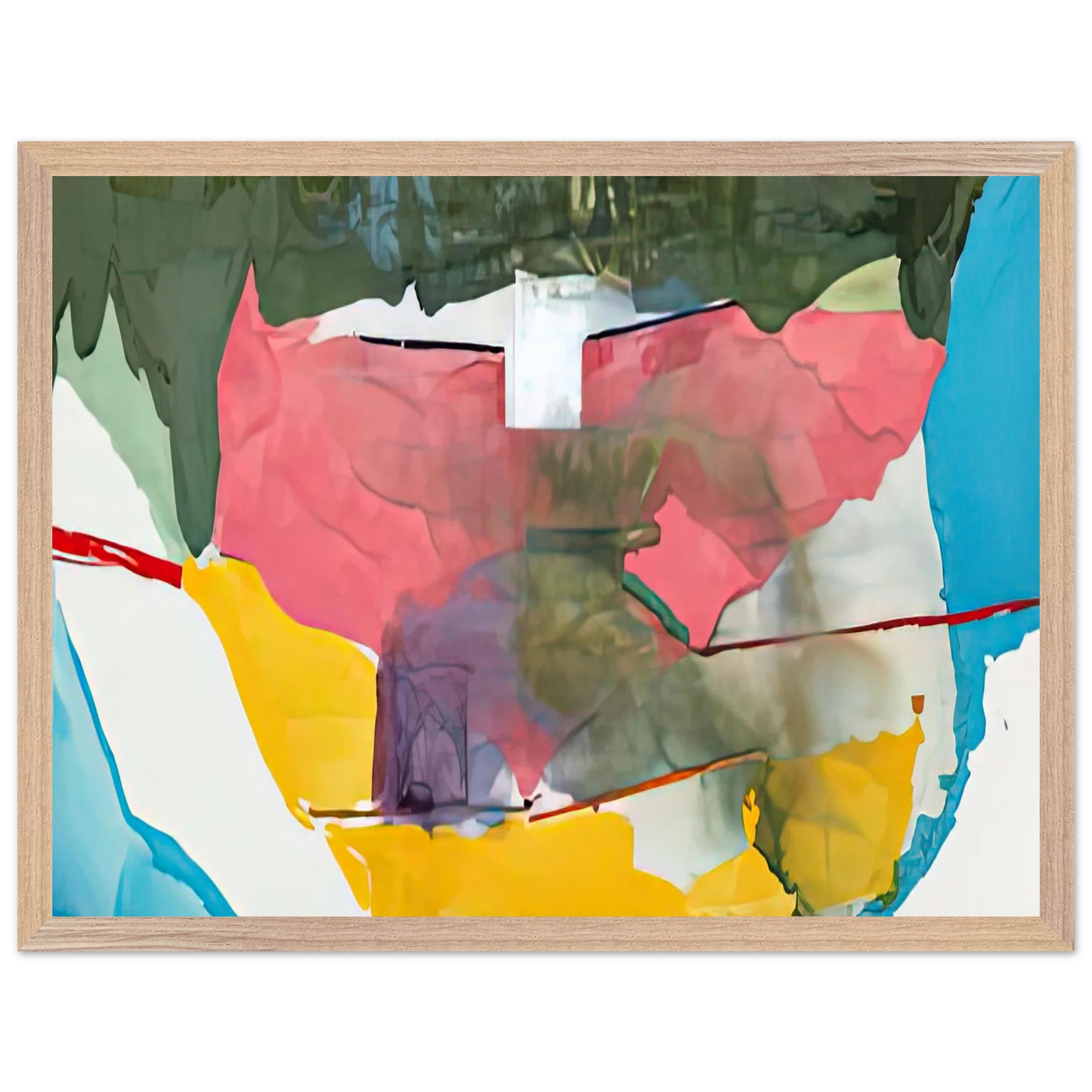 Helen Frankenthaler - Off White Square, 1973- Wall Art - 21x29.7 cm / 8x12" - Premium Wooden Framed Poster With Fine Art Paper-canvas - Wood frame
