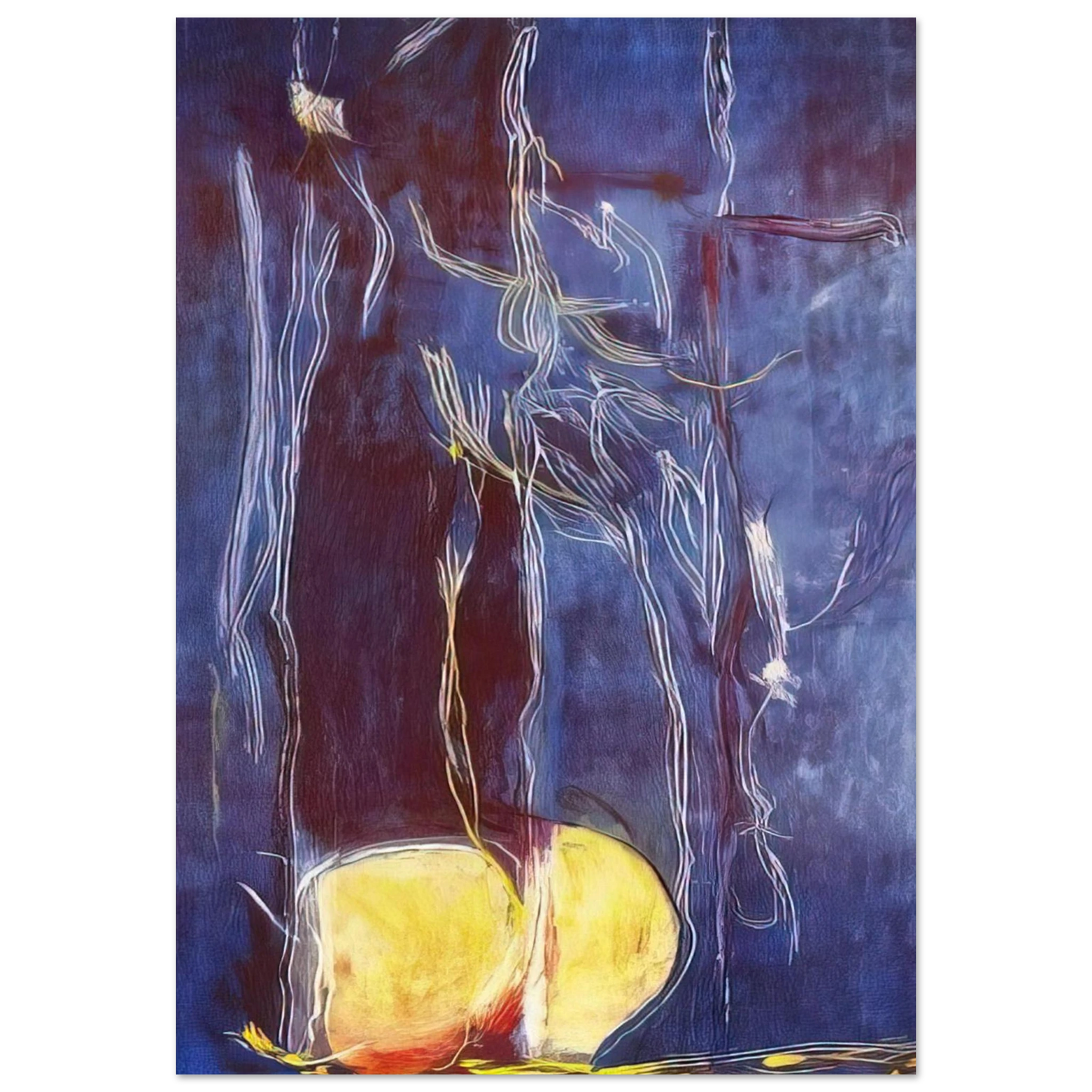 Helen Frankenthaler - All About Blue - 1994 Wall art - 15x20 cm / 6x8 inches - Premium Wooden Framed Poster With Fine Art Paper-canvas - White frame