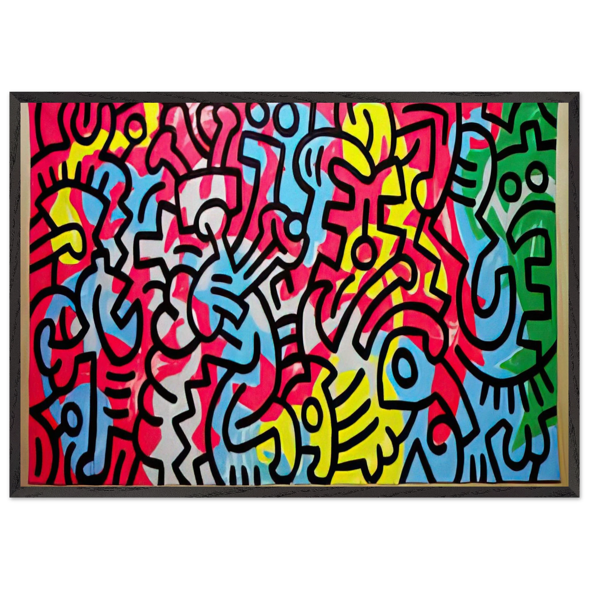 UNTITLED 1987 N1 - Keith Haring 70x100 cm / 28x40 inches Framed Art Print – Black Wooden Frame