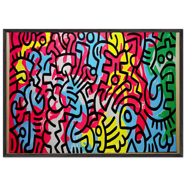 UNTITLED 1987 N1 - Keith Haring 70x100 cm / 28x40 inches Framed Art Print – Black Wooden Frame