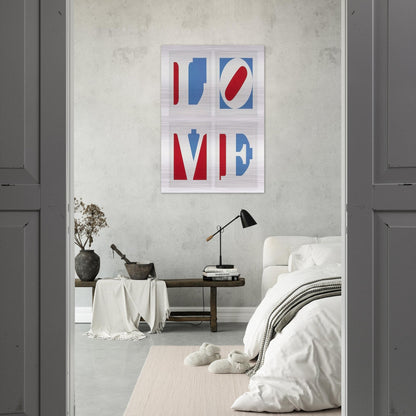 Four Panel Love - Robert Indiana Brushed Aluminum Print - 70x100 cm / 28x40 inches | Robert Indiana Aluminum Print | Robert Indiana Prints