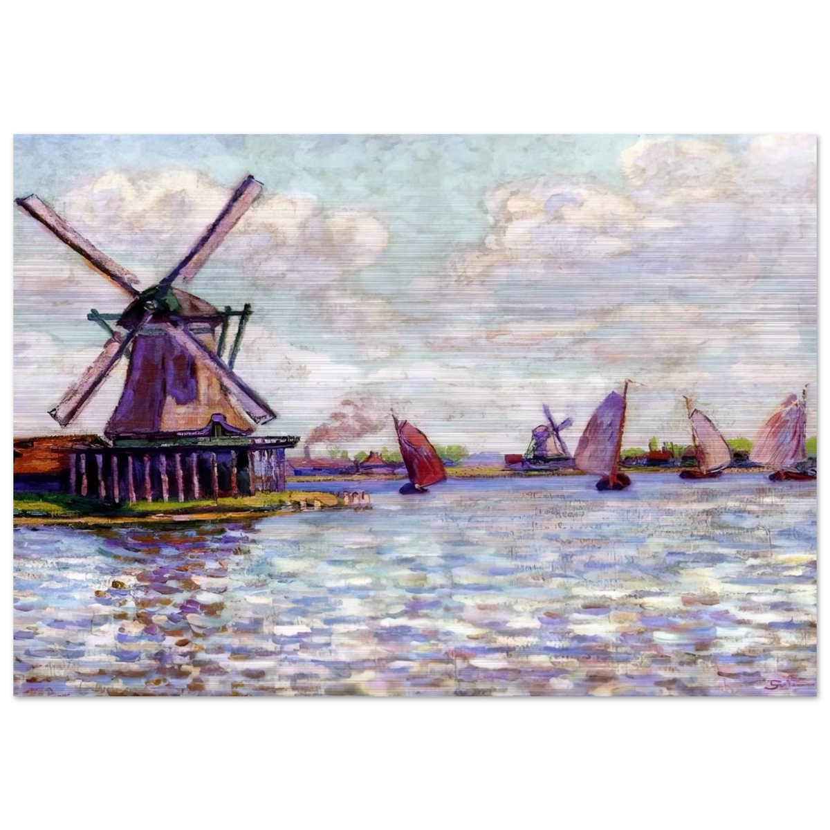 Moulins en Hollandee - 1904 - Armand Guillaumin Brushed Aluminum Print - 70x100 cm / 28x40 inches | Armand Guillaumin Aluminum Print | Armand Guillaumin Prints