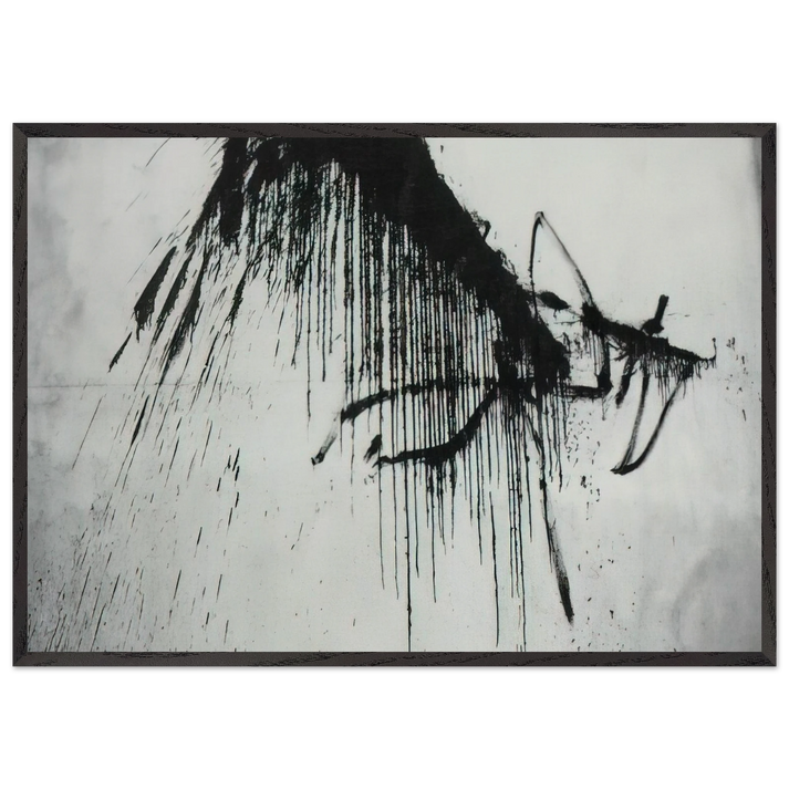 NIGHT IN THE HOTEL ABSTRACT IN BLACK AND WHITE - Salvador Dali 70x100 cm / 28x40 inches Framed Art Print – Black Wooden Frame