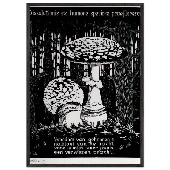 EMBLEMATA TOADSTOOL - MC Escher 70x100 cm / 28x40 inches Framed Art Print – Black Wooden Frame | Maurits Cornelis Escher Prints