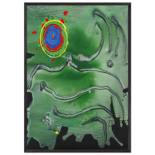 Green Sea Moon - 2006 - John Hoyland 70x100 cm / 28x40 inches Framed Art Print – Black Wooden Frame