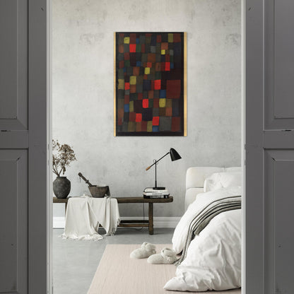 ABSTRACT COLOUR HARMONY IN SQUARES WITH VERMILLION ACCENTS 1924 - Paul Klee Brushed Aluminum Print - 70x100 cm / 28x40 inches | Paul Klee Aluminum Print | Paul Klee Prints