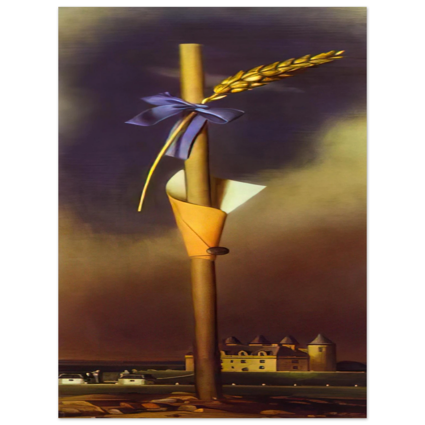 Salvador Dali - BLUE KNOT AND EAR OF WHEAT NEXT TO THE CASTLE  75x100 cm / 30x40inches Fine Art Poster