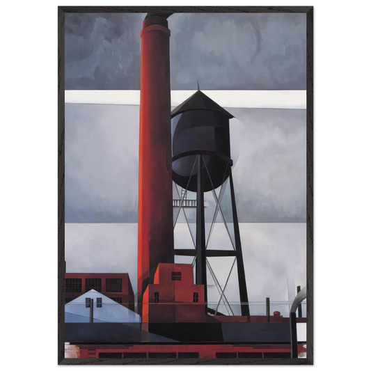 Chimney and Water Tower - 1931 - Charles Demuth 70x100 cm / 28x40 inches Framed Art Print – Black Wooden Frame