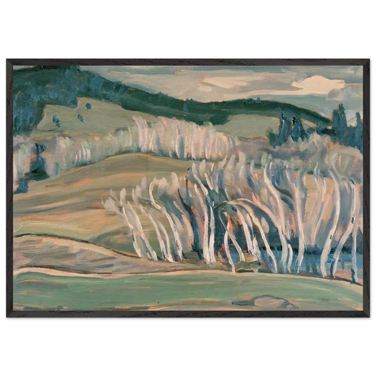 Spring Caribou Country - 1949 - AY Jackson 70x100 cm / 28x40 inches Framed Art Print – Black Wooden Frame
