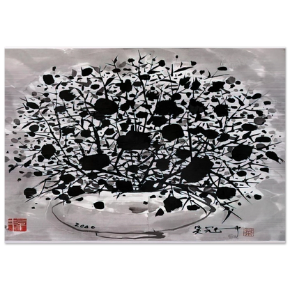 Flower - 2000 - Wu Guanzhong Brushed Aluminum Print - 70x100 cm / 28x40 inches | Wu Guanzhong Aluminum Print | Wu Guanzhong Prints