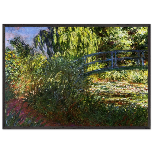 The Japanese Bridge The Water-Lily Pond and Path by the Water - claude monet 70x100 cm / 28x40 inches Framed Art Print – Black Wooden Frame