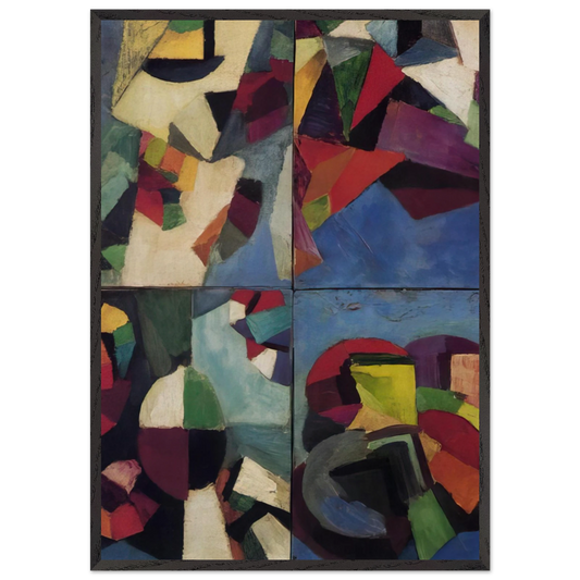 Four Part Synchromy Number 7 - 1915 - Morgan Russell 70x100 cm / 28x40 inches Framed Art Print – Black Wooden Frame