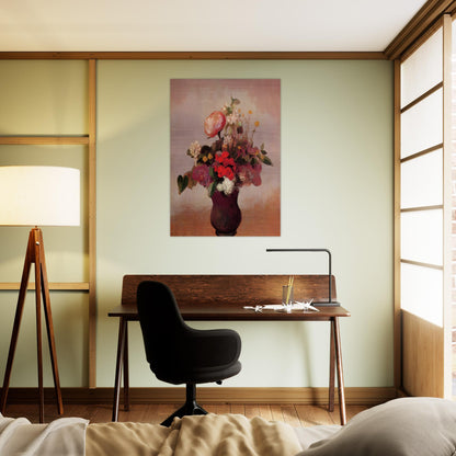 FLOWERS IN AA BROWN VASE - Odilon Redon Brushed Aluminum Print - 70x100 cm / 28x40 inches | Odilon Redon Aluminum Print | Odilon Redon Prints