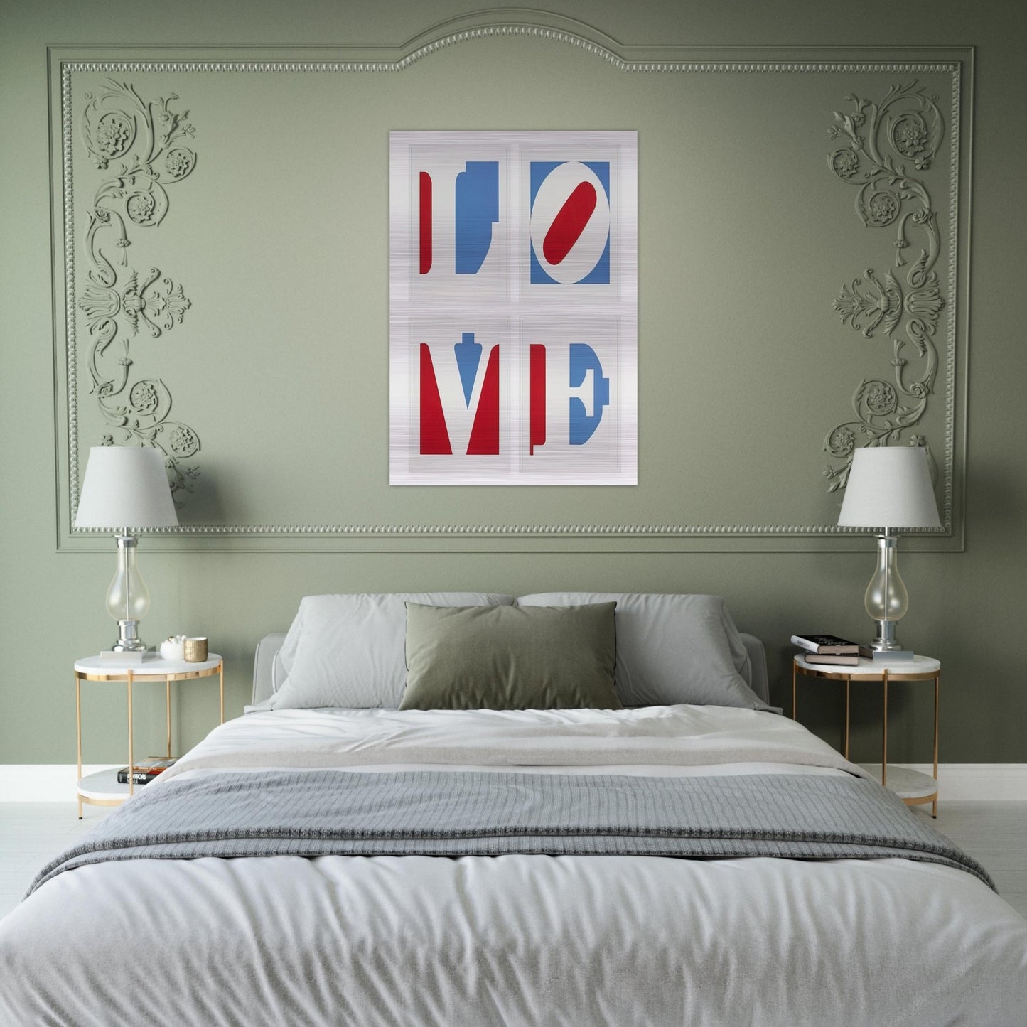 Four Panel Love - Robert Indiana Brushed Aluminum Print - 70x100 cm / 28x40 inches | Robert Indiana Aluminum Print | Robert Indiana Prints
