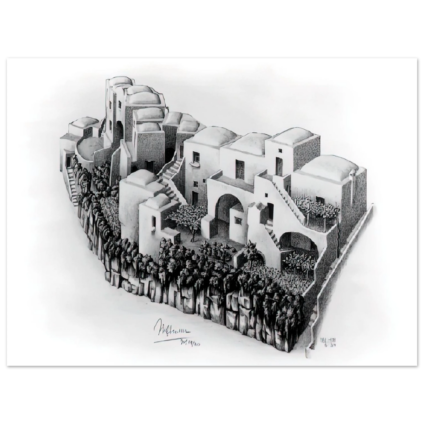 MC Escher - ESCHER (24) Wall Art - 60x80 cm / 24x32 inches - Premium Wooden Framed Poster With Fine Art Paper-canvas - White frame