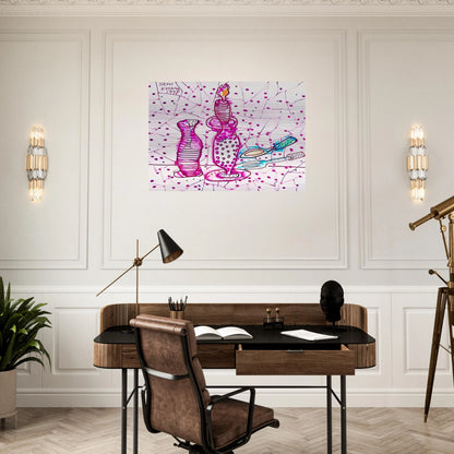 STILL LIFE OF CANDLESTICK 1978 - Yayoi Kusama Brushed Aluminum Print - 70x100 cm / 28x40 inches | Yayoi Kusama Aluminum Print | Yayoi Kusama Prints