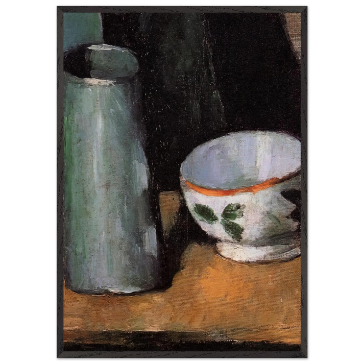 Still Life Bowl and Milk Jug - Paul Cezanne 70x100 cm / 28x40 inches Framed Art Print – Black Wooden Frame