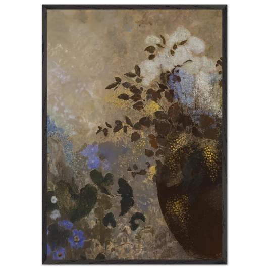 FLOWERS IN A BLACK VASE - Odilon Redon 70x100 cm / 28x40 inches Framed Art Print – Black Wooden Frame