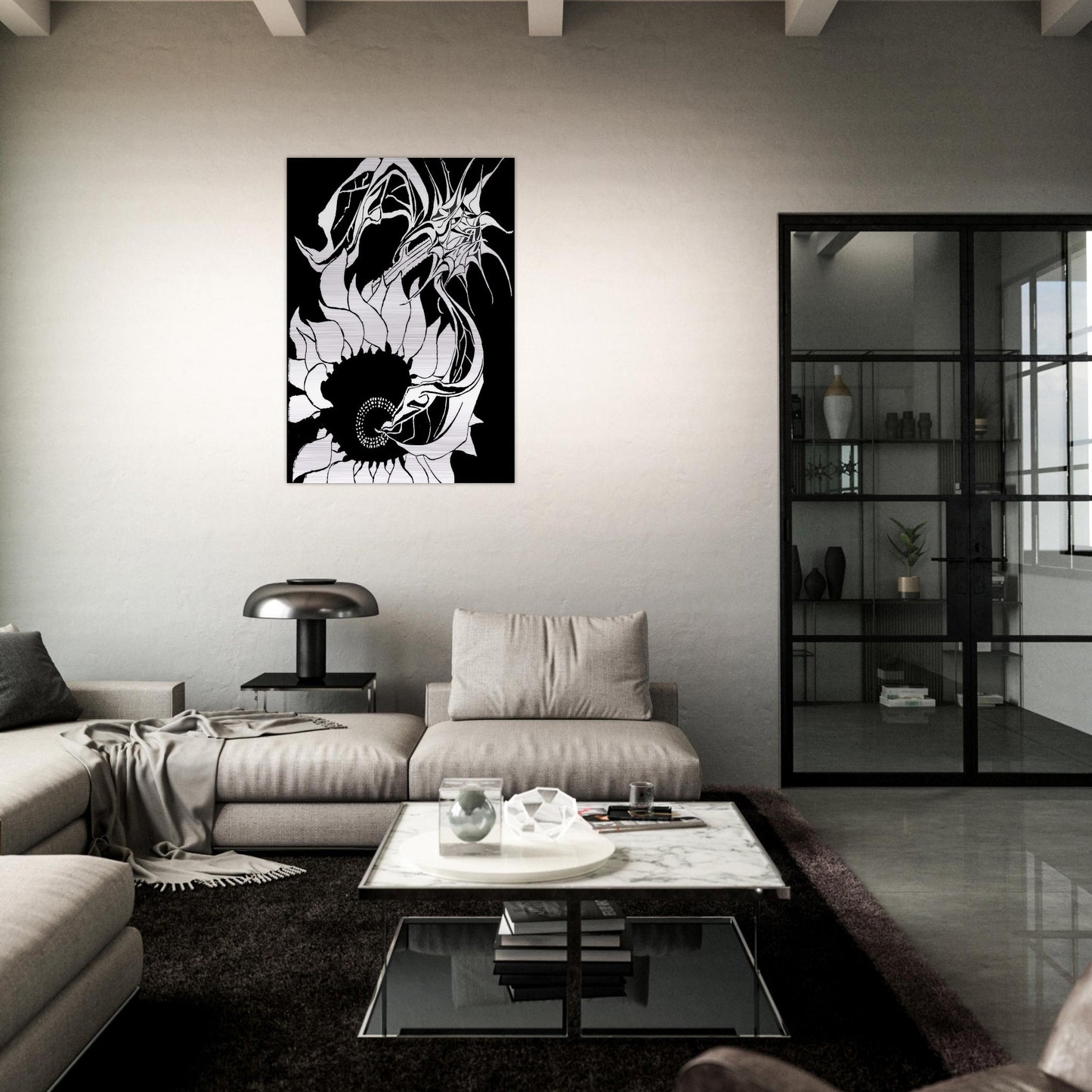 SUNFLOWERS - MC Escher Brushed Aluminum Print - 70x100 cm / 28x40 inches | MC Escher Aluminum Print | MC Escher Prints