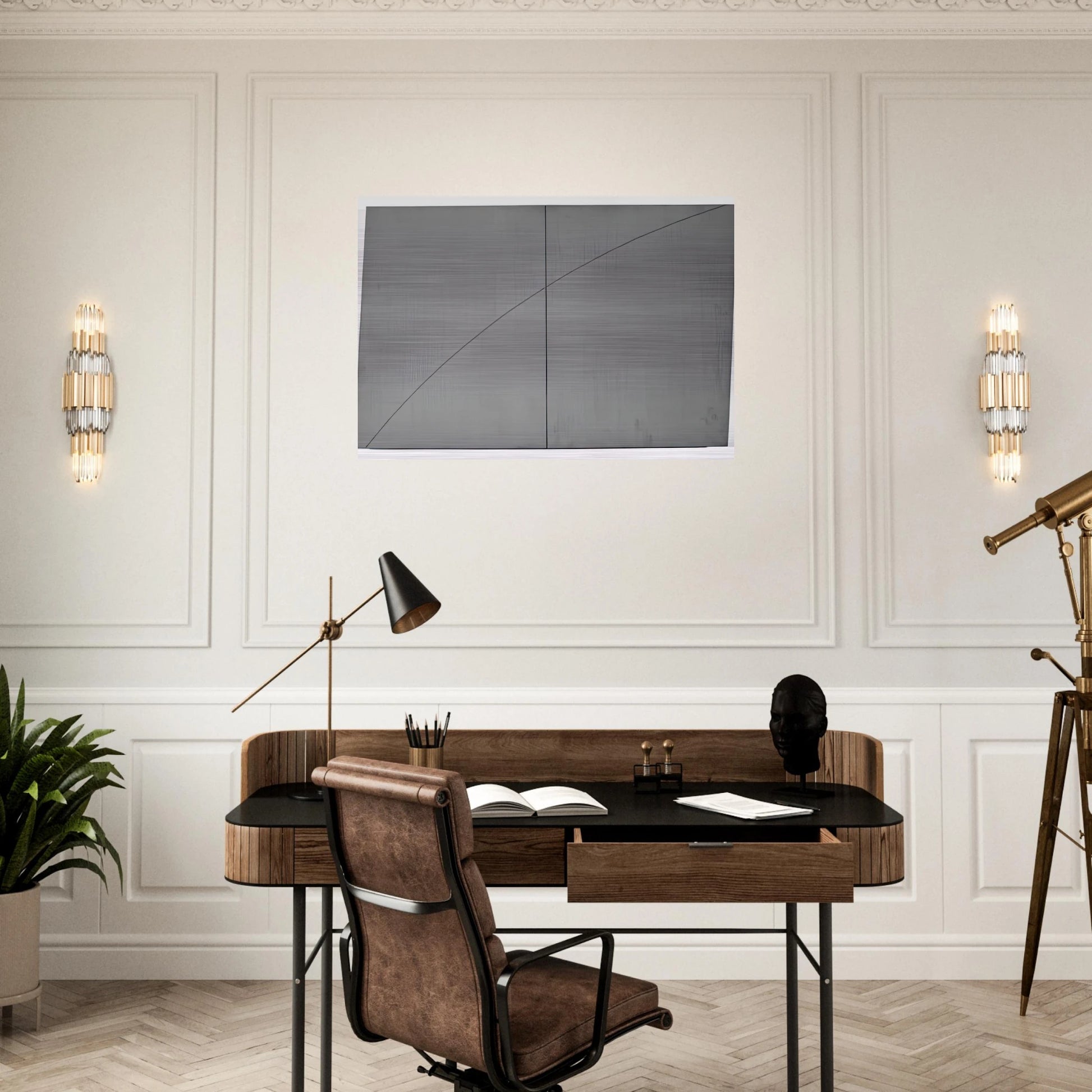 A CURVED LINE WITHIN TWO DISTORTED RECTANGLES 1978 - Robert Mangold Brushed Aluminum Print - 70x100 cm / 28x40 inches | Robert Mangold Aluminum Print | Robert Mangold Prints