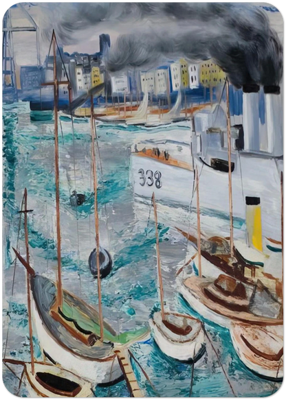 MARSEILLE PORT 1 By Moise Kisling Pack of 10 Post Cards | Moise Kisling Post Cards | A6 (10.5 x 14.8 cm) - 4.1 x 5.8 inches