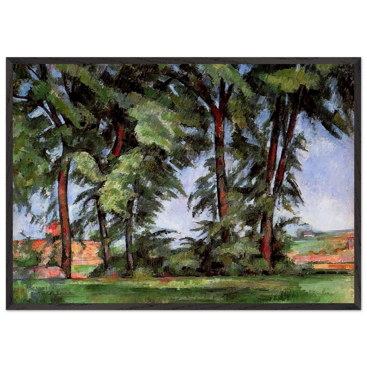 Tall Trees at the Jas de Bouffan - Paul Cezanne 70x100 cm / 28x40 inches Framed Art Print – Black Wooden Frame