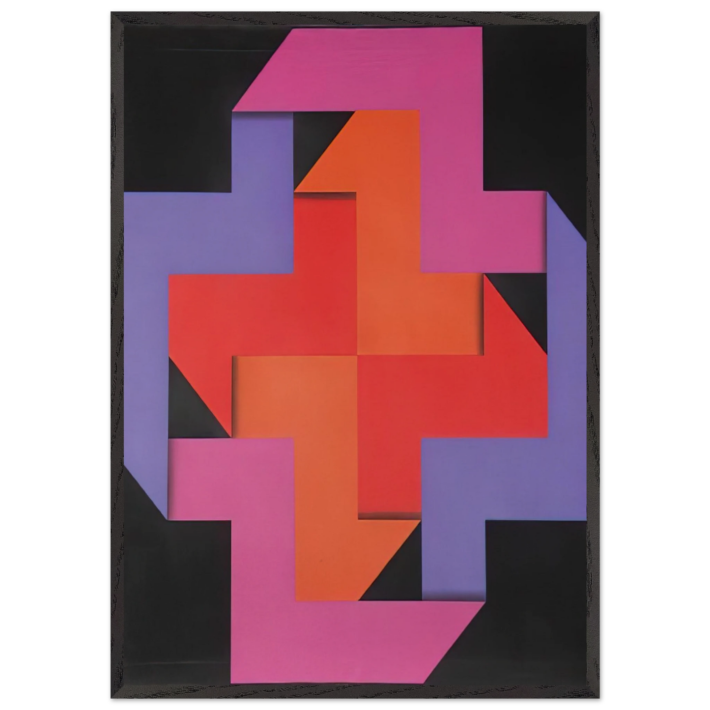 Tibacuy - 1969 - Omar Rayo 70x100 cm / 28x40 inches Framed Art Print – Black Wooden Frame