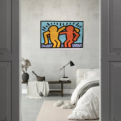 BEST BUDDIES 1990 - Keith Haring Brushed Aluminum Print - 70x100 cm / 28x40 inches | Keith Haring Aluminum Print | Keith Haring Prints