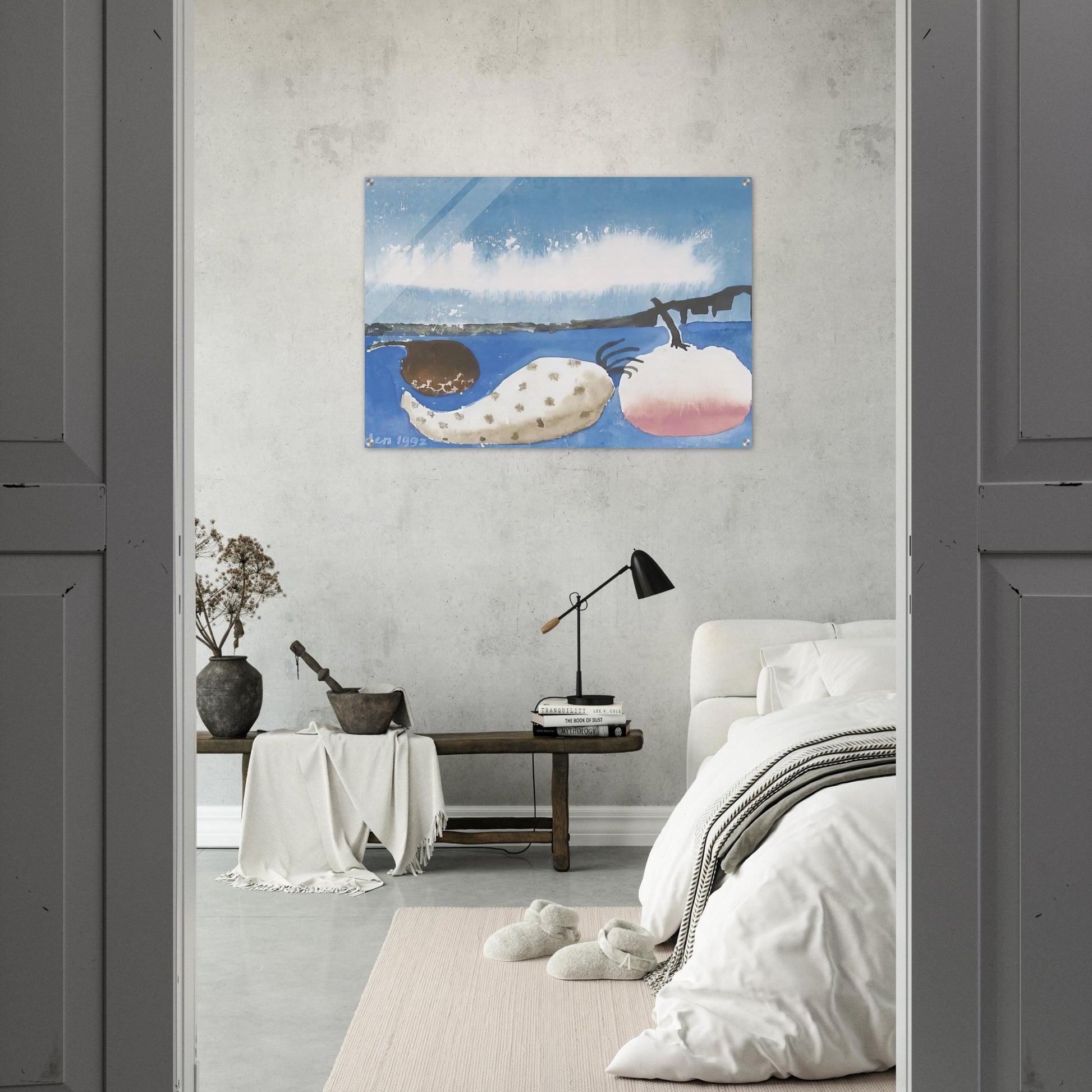 Fruit by the shore - 1992 - Mary Fedden Acrylic Print - 70x100 cm / 28x40″ inches | Mary Fedden Wall Art | Mary Fedden Prints
