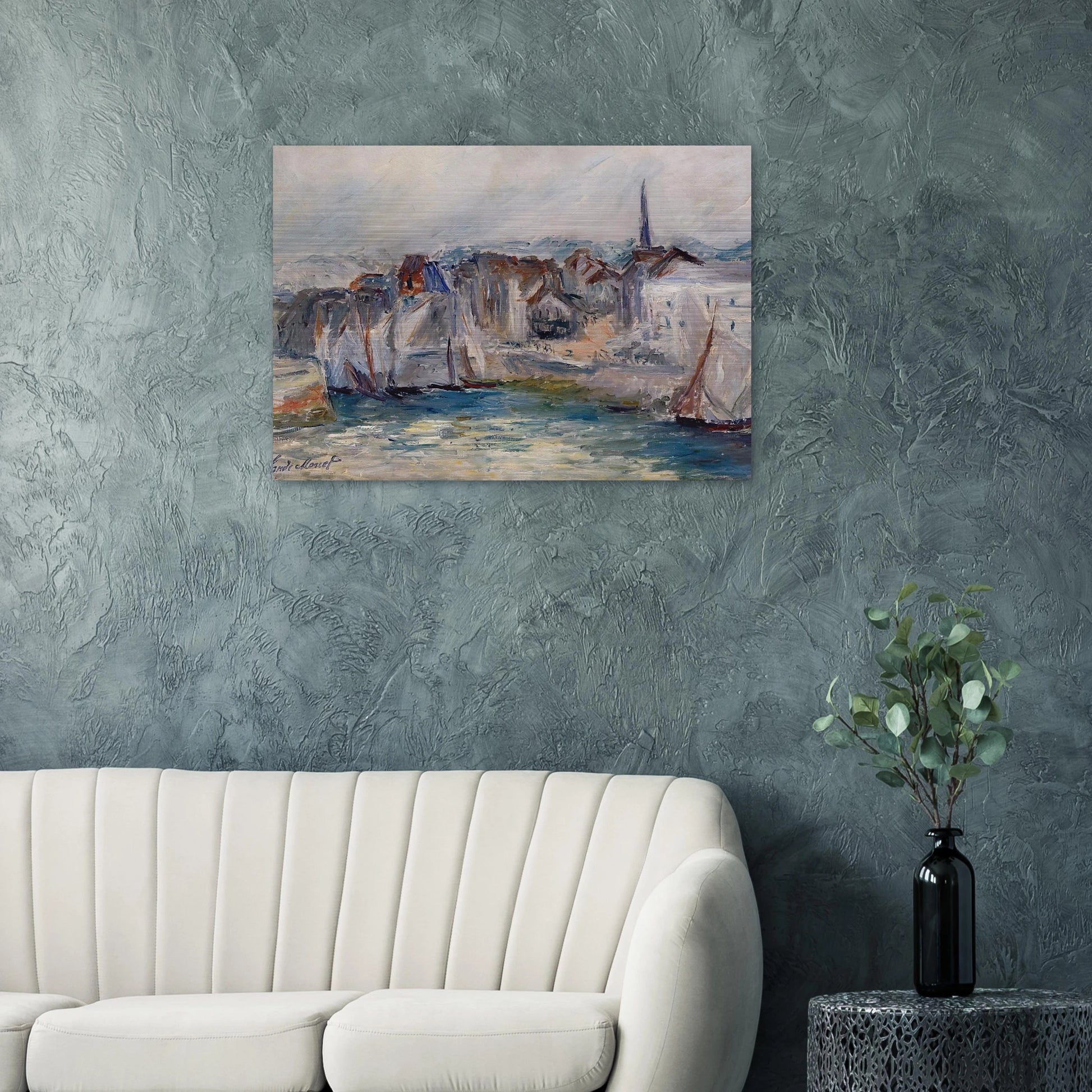 Boats in the Port of Honfleur - claude monet Brushed Aluminum Print - 70x100 cm / 28x40 inches | claude monet Aluminum Print | claude monet Prints
