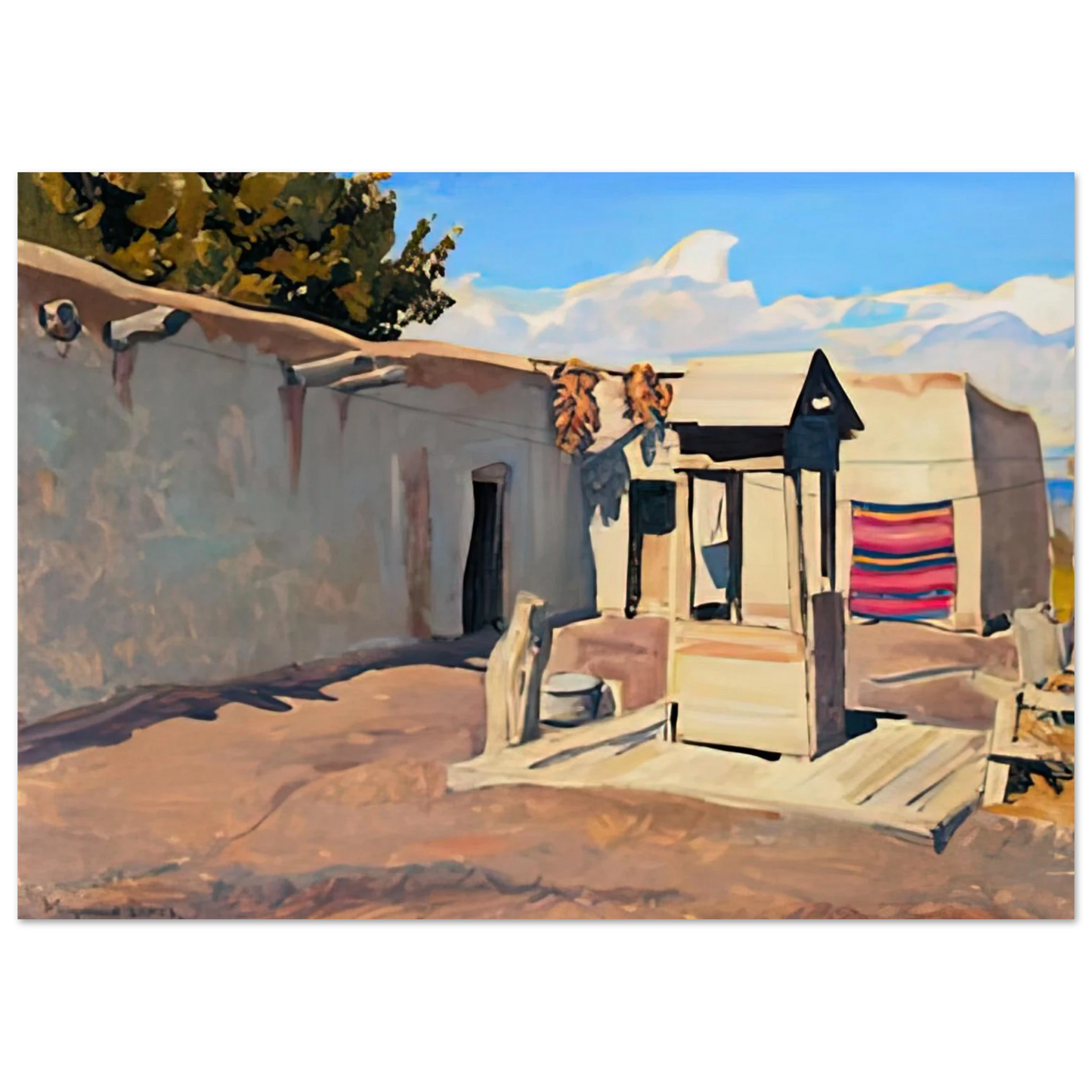 Maynard Dixon - OLD PATIO 1931 Wall art - 30x45 cm / 12x18 inches - Premium Wooden Framed Poster With Fine Art Paper-canvas - White frame