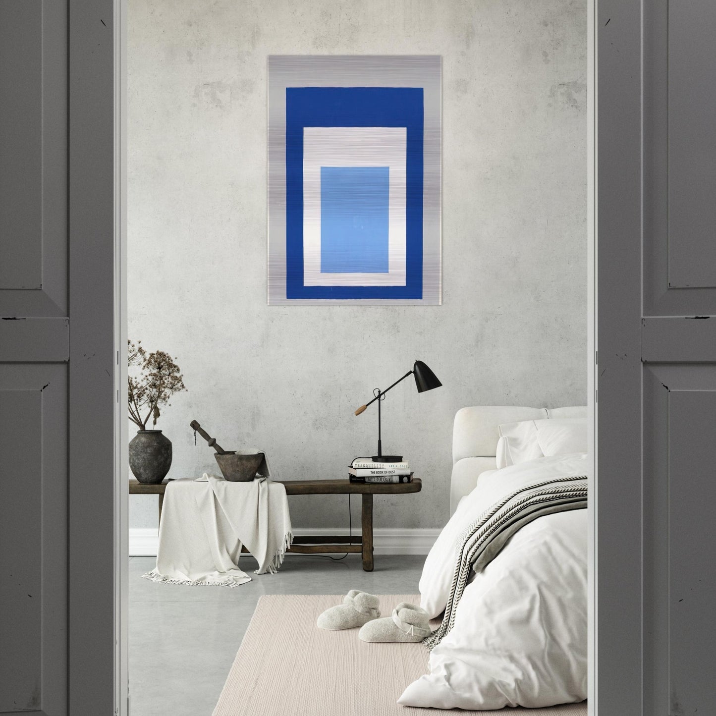 HOMAGE TO THE SQUARE BLUE WHITE GREY 1951 - Josef Albers Brushed Aluminum Print - 70x100 cm / 28x40 inches | Josef Albers Aluminum Print | Josef Albers Prints
