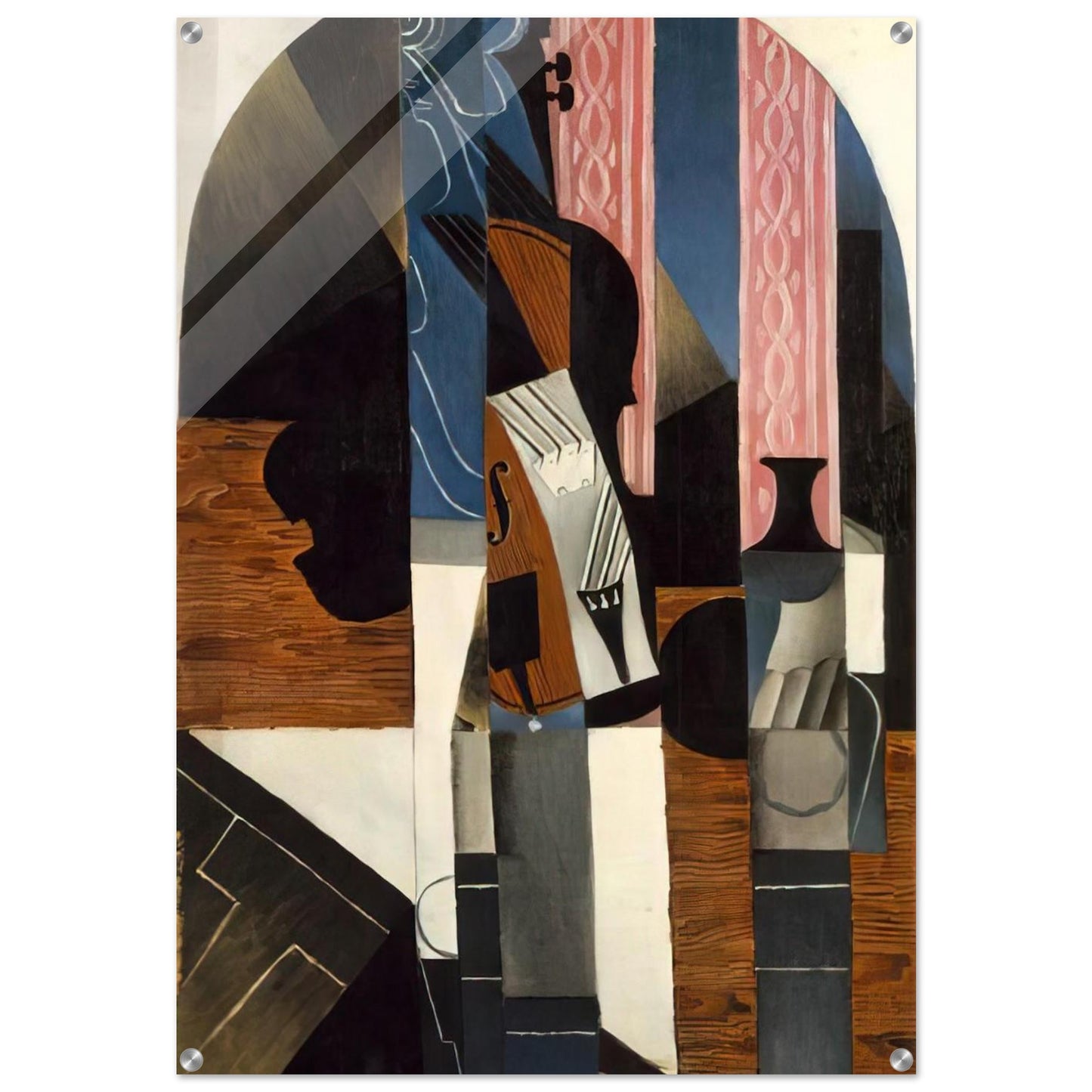 VIOLIN AND INK BOTTLE ON A TABLE 1913 - Juan Gris Acrylic Print - 70x100 cm / 28x40″ inches