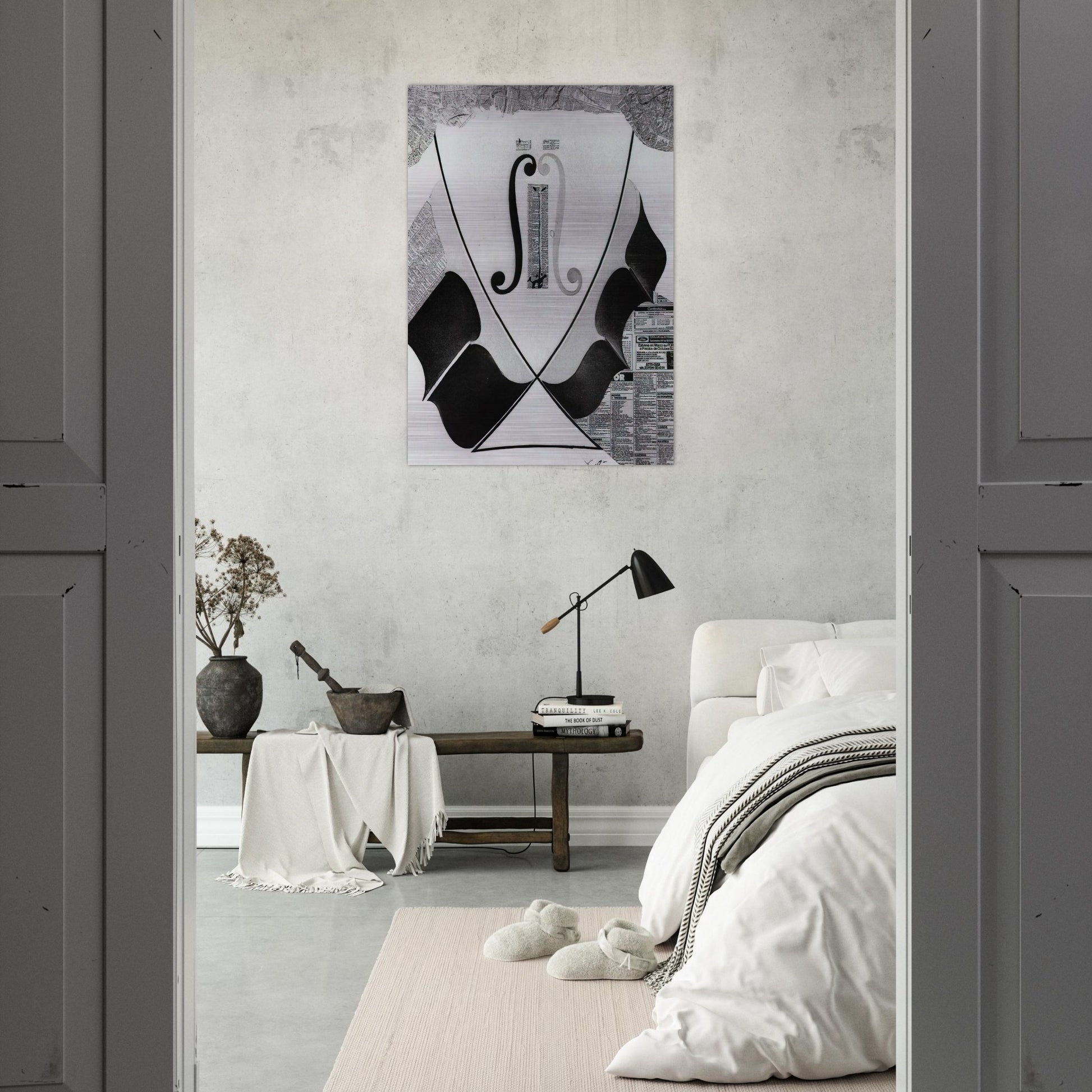 UNTITLED HEAD OF A SPANISH NOBLEMAN FASHIONED BY THE CATASTROPHE MODEL FROM A SWALLOW S TAIL - Salvador Dali Brushed Aluminum Print - 70x100 cm / 28x40 inches | Salvador Dali Aluminum Print | Salvador Dali Prints