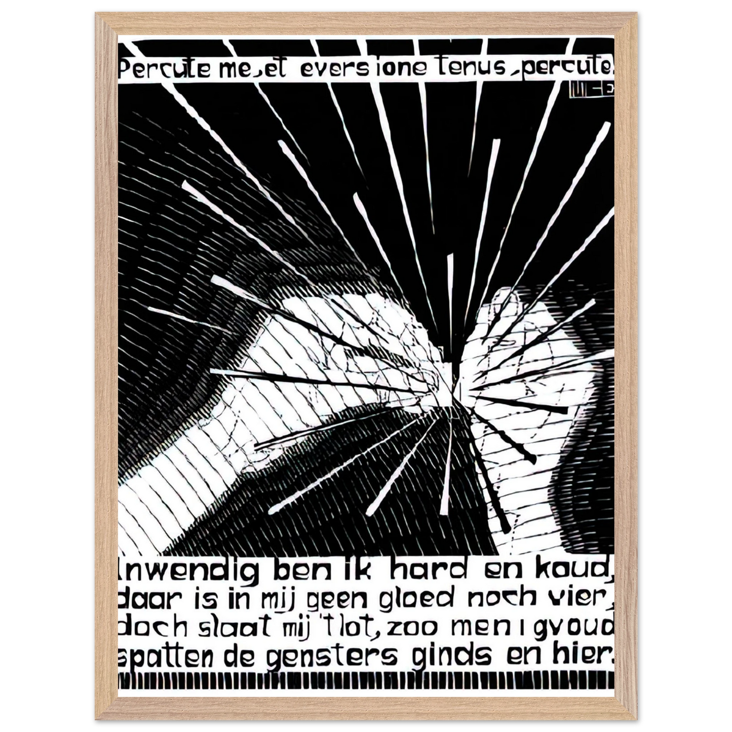 MC Escher - EMBLEMATA FLINT Wall Art - 30x40 cm / 12x16 inches - Premium Wooden Framed Poster With Fine Art Paper - Wood frame