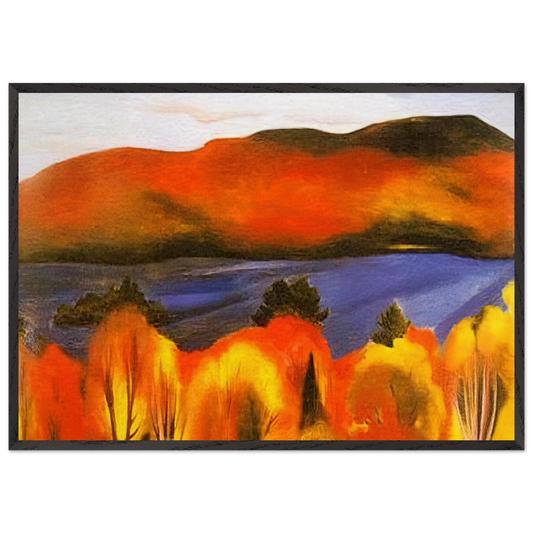 Lake George Autumn - Georgia OKeeffe 70x100 cm / 28x40 inches Framed Art Print – Black Wooden Frame