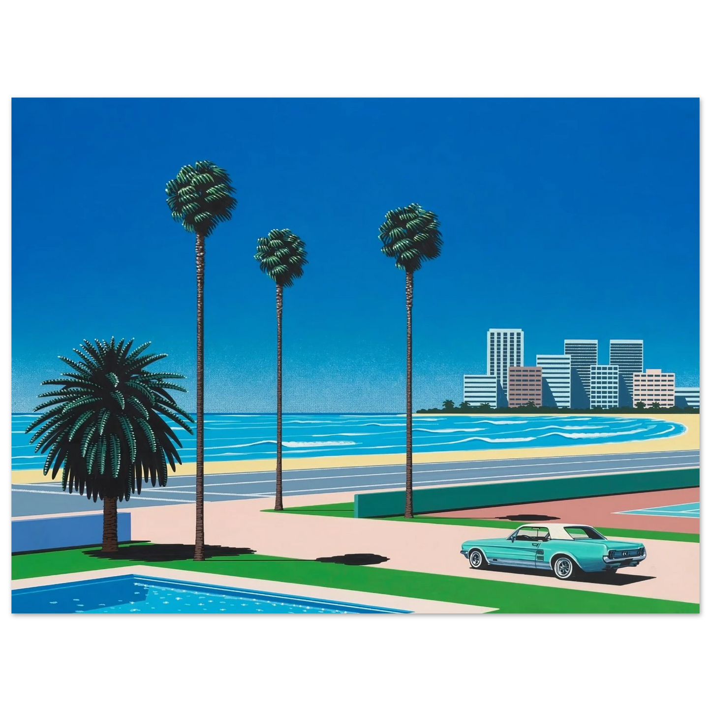 Hiroshi Nagai - Sunshine Reggae Wall Art - 60x80 cm / 24x32 inches - Premium Wooden Framed Poster With Fine Art Paper - Wood frame