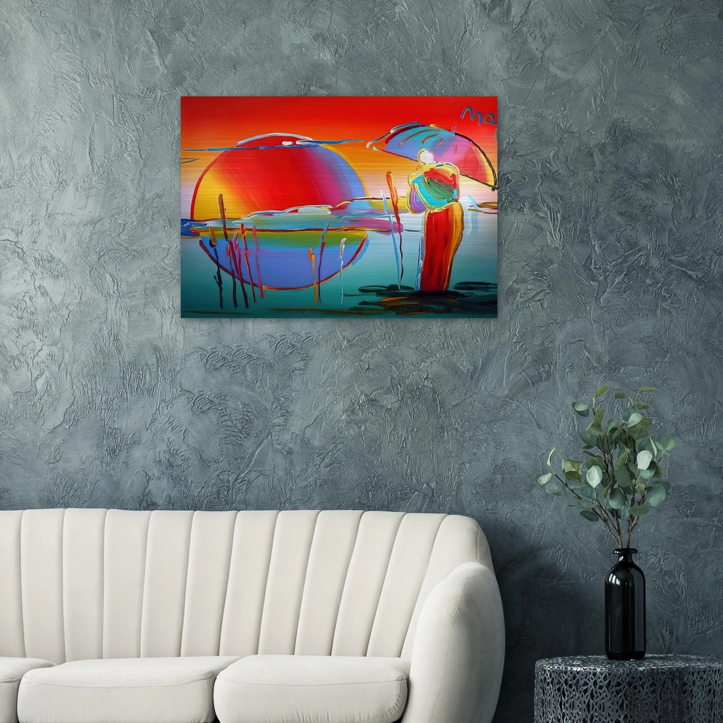 BUDDHA MOON MONK SUNRISE 1999 - Peter Max Brushed Aluminum Print - 70x100 cm / 28x40 inches | Peter Max Aluminum Print | Peter Max Prints