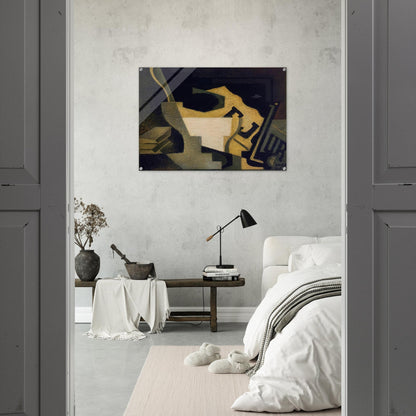 STILL LIFE WITH NEWSPAPER 1918 - Juan Gris Acrylic Print - 70x100 cm / 28x40″ inches | Juan Gris Wall Art | Juan Gris Prints