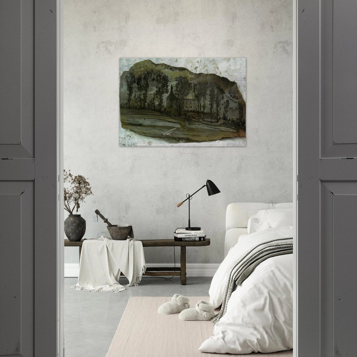 VIEW OF PUBOL - Salvador Dali Brushed Aluminum Print - 70x100 cm / 28x40 inches | Salvador Dali Aluminum Print | Salvador Dali Prints
