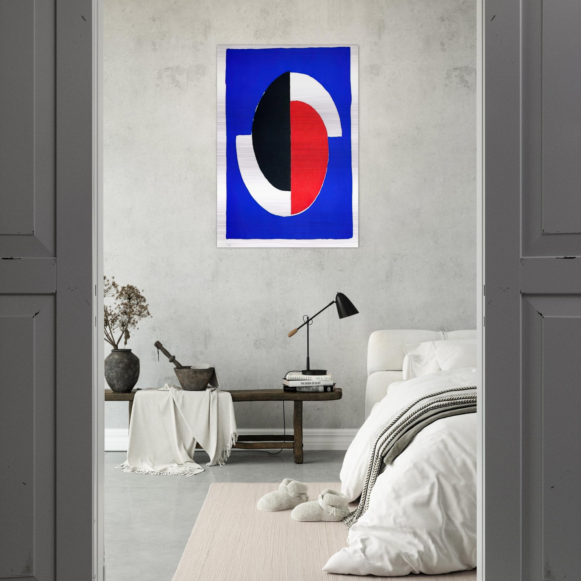 COMPOSITION RED BLUE BLACK WHITE - Sonia Delaunay Brushed Aluminum Print - 70x100 cm / 28x40 inches | Sonia Delaunay Aluminum Print | Sonia Delaunay Prints