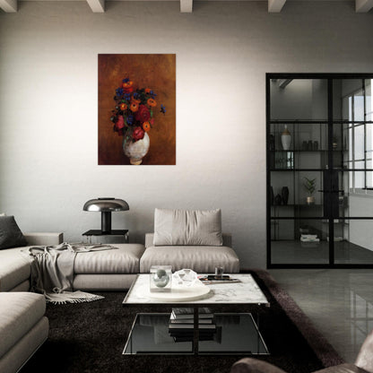 BOUQUET OF FLOWERS IN A WHITE VASE - Odilon Redon Brushed Aluminum Print - 70x100 cm / 28x40 inches | Odilon Redon Aluminum Print | Odilon Redon Prints