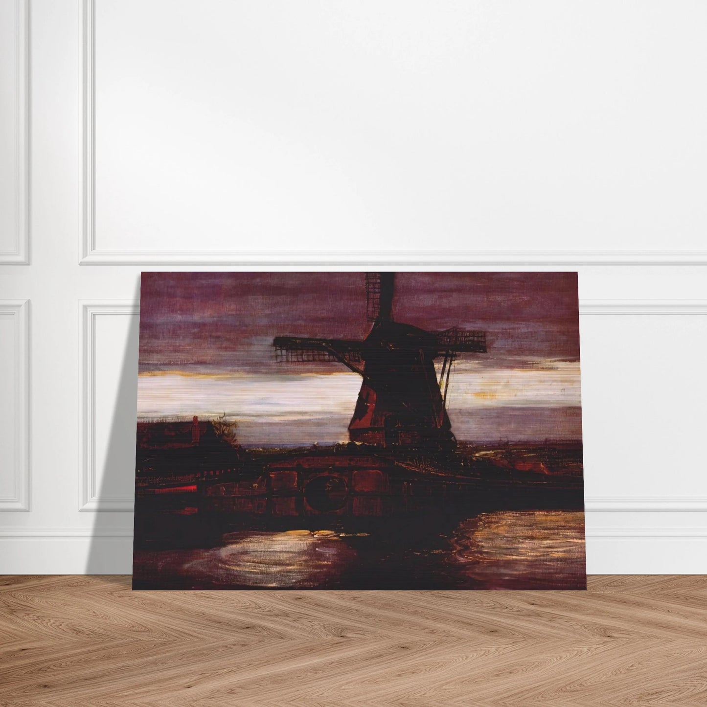 Stammer Mill with Streaked Sky - Piet Mondrian Brushed Aluminum Print - 70x100 cm / 28x40 inches | Piet Mondrian Aluminum Print | Piet Mondrian Prints