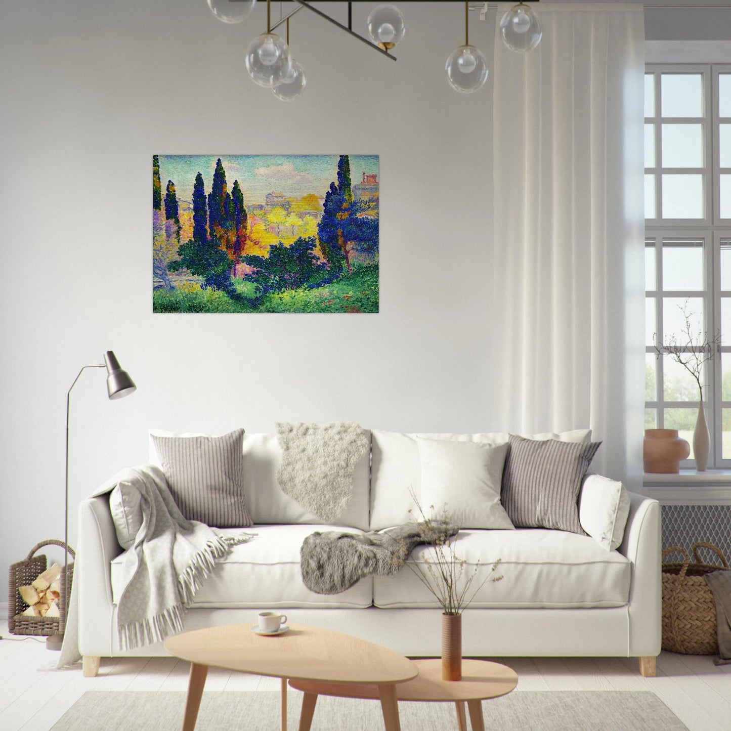 The Cypresses at Cagnes - Henri-Edmond Cross Brushed Aluminum Print - 70x100 cm / 28x40 inches | Henri-Edmond Cross Aluminum Print | Henri-Edmond Cross Prints