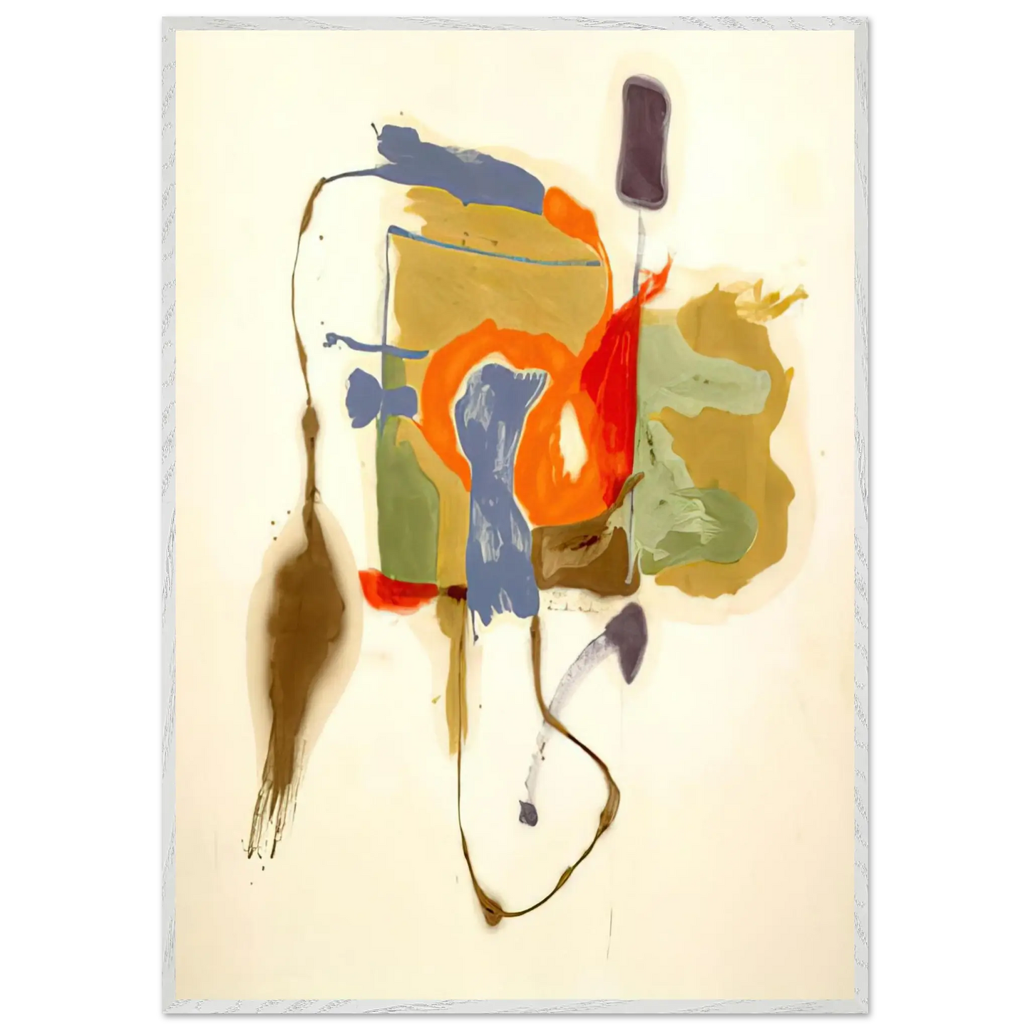 Helen Frankenthaler - Blue Form in a Scene - 1961 Wall art - 70x100 cm / 28x40 Inches - Premium Wooden Framed Poster With Fine Art Paper - Wood frame