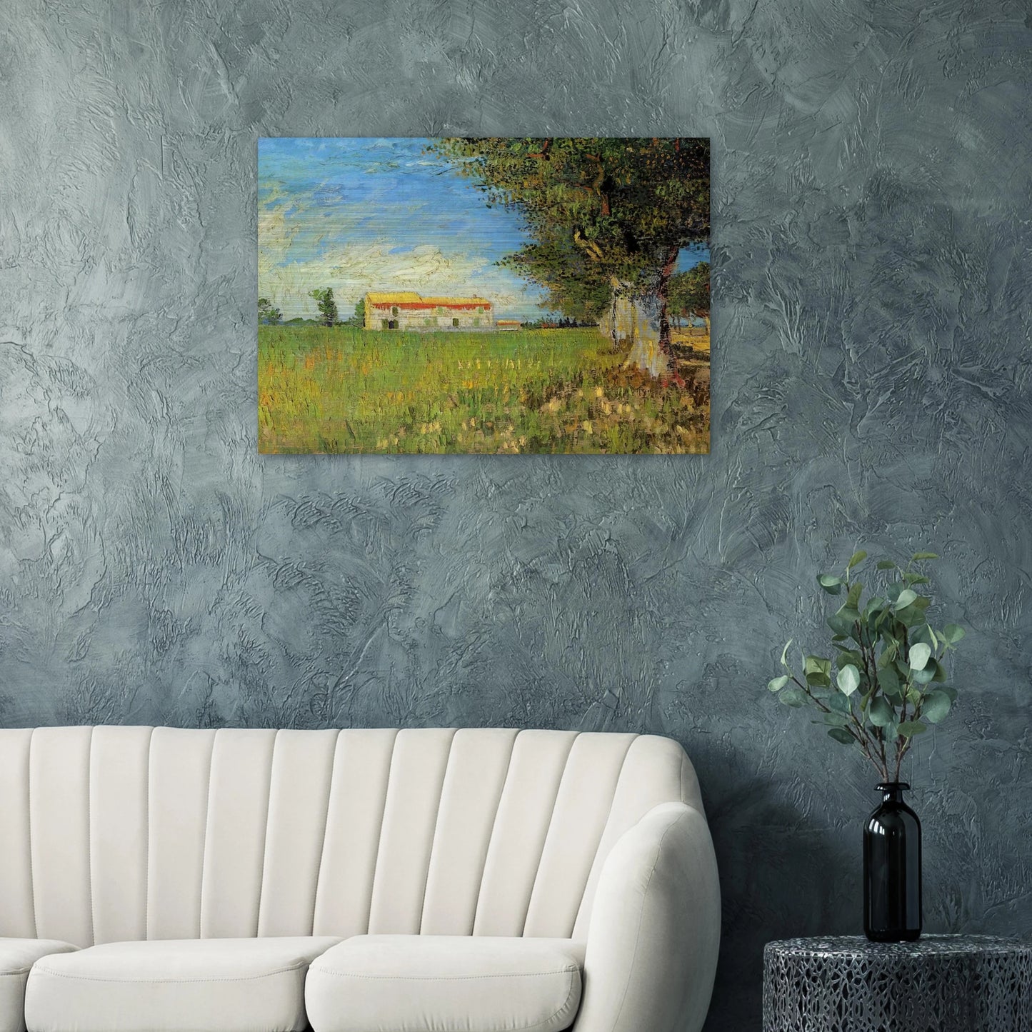 Farmhouse in a Wheat Field - Vincent van Gogh Brushed Aluminum Print - 70x100 cm / 28x40 inches | Vincent van Gogh Aluminum Print | Vincent van Gogh Prints