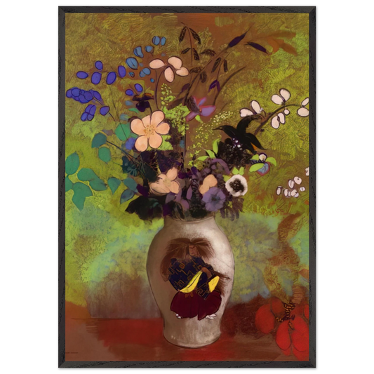 VASE WITH JAPANESE WARRIOR 1905 - Odilon Redon 70x100 cm / 28x40 inches Framed Art Print – Black Wooden Frame